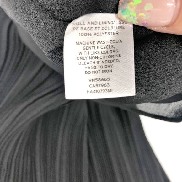 Halogen Womens Organza Shift Dress XS Black Sleeveless Pleated Keyhole Mini NWT - Picture 9 of 9